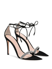 Ankle Strap Rhinestone Detail Pointed Toe Heels