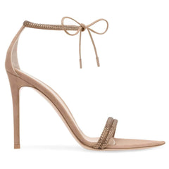 Ankle Strap Rhinestone Detail Pointed Toe Heels