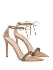 Ankle Strap Rhinestone Detail Pointed Toe Heels