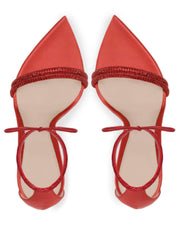 Ankle Strap Rhinestone Detail Pointed Toe Heels