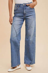Annie Wear Decorative Seams Wide Leg Jeans Medium / S