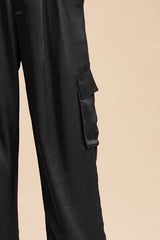 Annie Wear Wide Leg Cargo Satin Pants