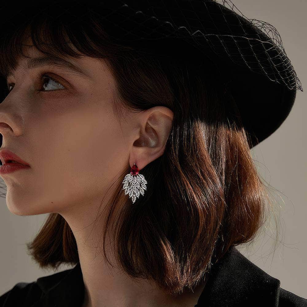 Art Deco Marquise Cut Studded Diamond Imitation Earrings Silver / Clip On