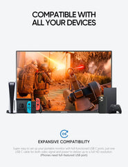 ARZOPA A3C 16'' 2.5K 16:10 Portable Monitor - 100% sRGB, Second Monitor for MAC, Laptop, PC, Xbox, PS4/5, Switch Gamer A3C