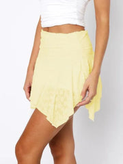 Asymmetric Hem Lace Ruffle Mini Skirt