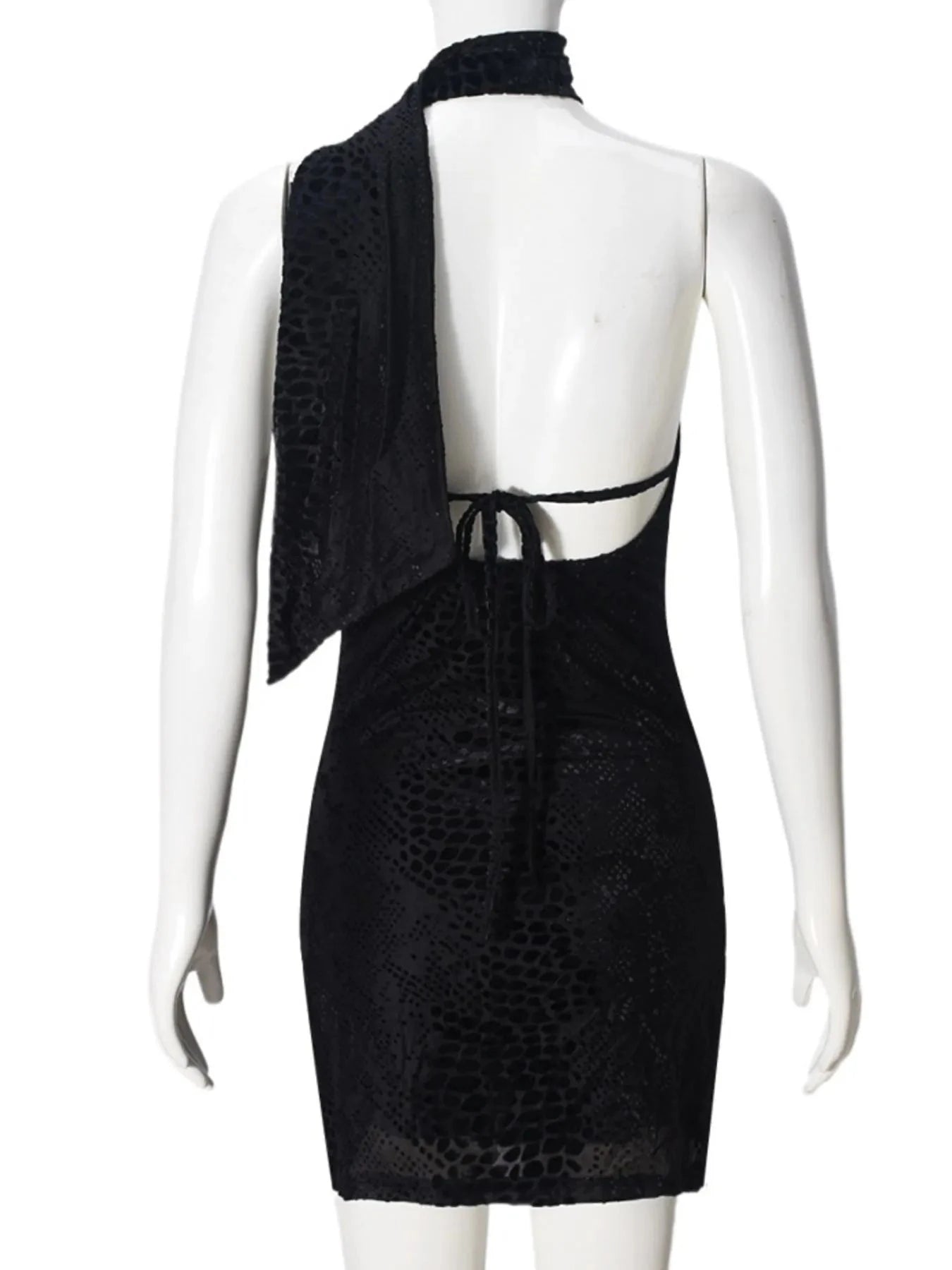 Asymmetrical Halter Neck Mini Dress