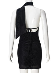 Asymmetrical Halter Neck Mini Dress