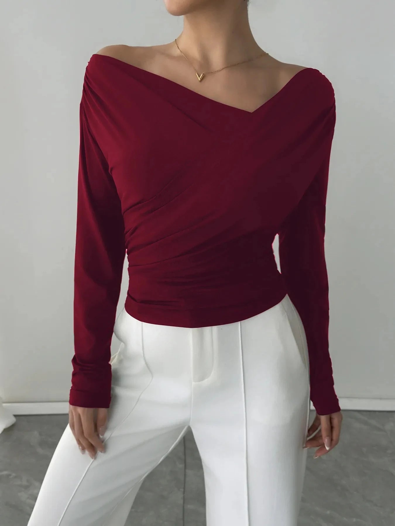 Asymmetrical Long Sleeve Blouse