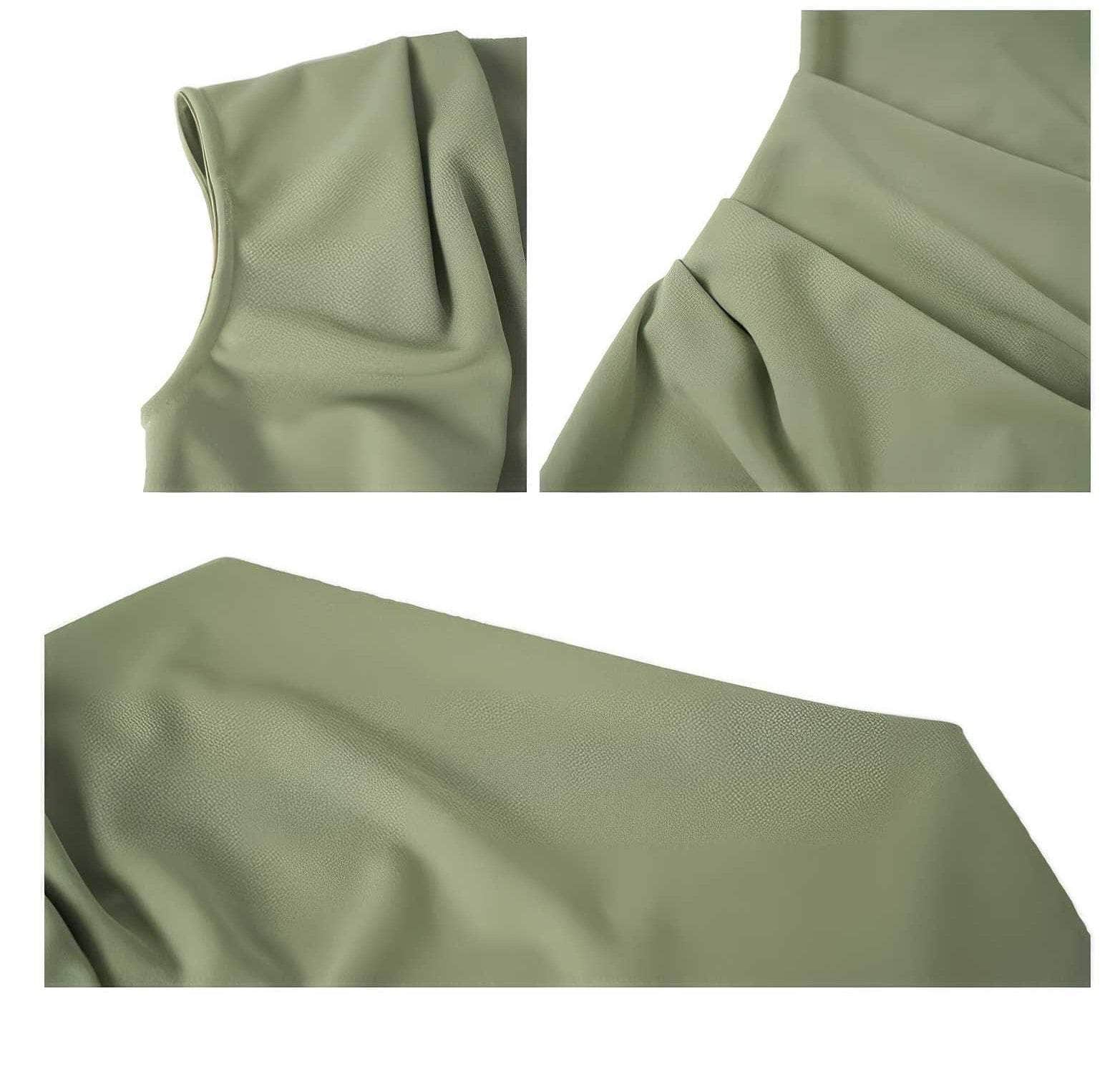 Asymmetrical Pleated Cocktail Midi Dress