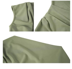 Asymmetrical Pleated Cocktail Midi Dress