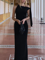 Asymmetrical Tied Sleeveless Maxi Dress