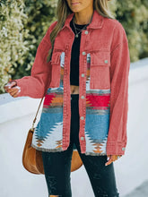 Aztec Print Button Up Jacket Strawberry / S