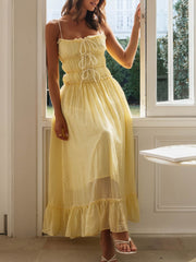 Vestido midi de tirantes con volantes en el bajo Devine Frill