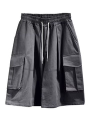 Men's dark gray cargo shorts with a drawstring waist and pockets.