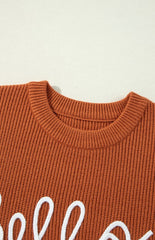 Letter Graphic Round Neck Long Sleeve Sweater