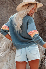 Sudadera de manga larga con cuello redondo y bloques de color