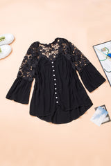 Top de manga tres cuartos con escote en V y abertura