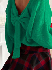 Back Bowknot Long Sleeve Sweater