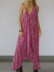 Backless Printed Halter Neck Maxi Dress Moonlit Mauve / S
