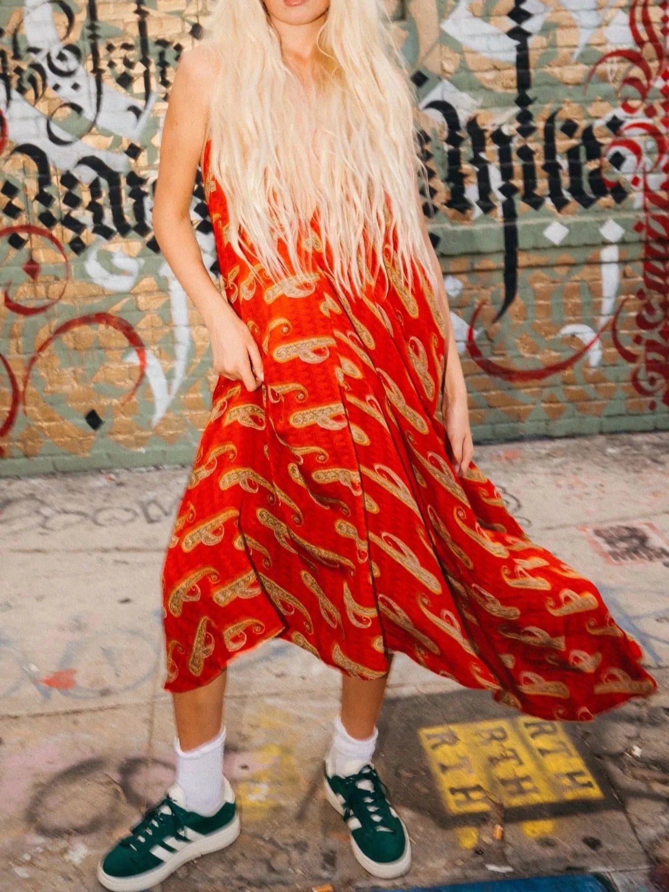 Backless Printed Halter Neck Maxi Dress Scarlet / S