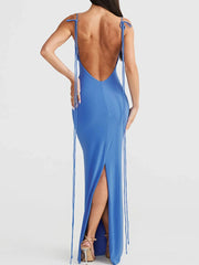 Backless Slit Sleeveless Bodycon Maxi Dress