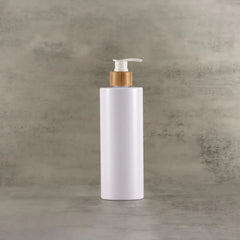 Bamboo pump dispenser: bathroom PET soap bottle, refillable shower gel