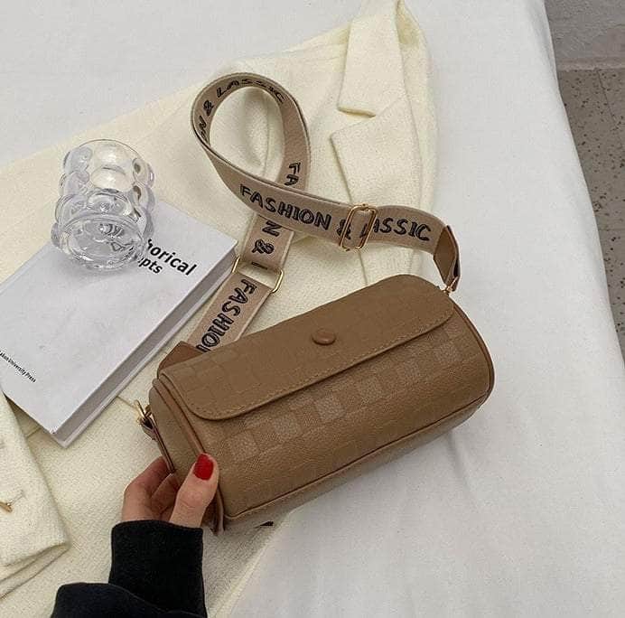 Barrel Shaped Crossbody Bag Brown