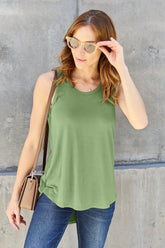 Basic Bae Bamboo Full Size Round Neck Tank Matcha Green / S