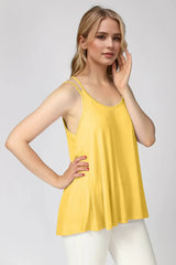 Basic Bae Bamboo Scoop Neck Double Spaghetti Straps Cami Gold / S