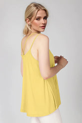 Basic Bae Bamboo Scoop Neck Double Spaghetti Straps Cami Light Yellow / S