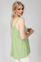 Basic Bae Bamboo Scoop Neck Double Spaghetti Straps Cami Lime / S