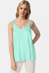 Basic Bae Bamboo Scoop Neck Double Spaghetti Straps Cami Mint Blue / S
