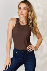 Basic Bae Full Size Round Neck Racerback Tank Chocolate / S