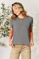 Basic Bae Full Size Round Neck Short Sleeve T-Shirt Dark Gray / S