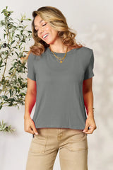 Basic Bae Full Size Round Neck Short Sleeve T-Shirt Gray / S