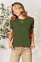 Basic Bae Full Size Round Neck Short Sleeve T-Shirt Matcha Green / S