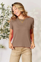 Basic Bae Full Size Round Neck Short Sleeve T-Shirt Mocha / S
