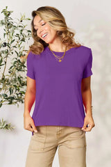 Basic Bae Full Size Round Neck Short Sleeve T-Shirt Purple / S