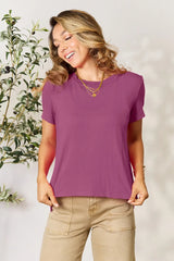 Basic Bae Full Size Round Neck Short Sleeve T-Shirt Purple / S