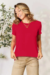 Basic Bae Full Size Round Neck Short Sleeve T-Shirt Red / S