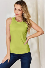 Basic Bae Full Size Round Neck Slim Tank Yellow-Green / S