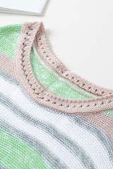 Suéter de cuello barco con hombros caídos y rayas en contraste