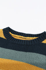 Suéter con cuello redondo y hombros caídos con bloques de color