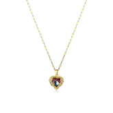Beautiful Love Heart Amethyst Gold Pendant - A Shiny and Elegant Gift for Women's Jewelry N1264