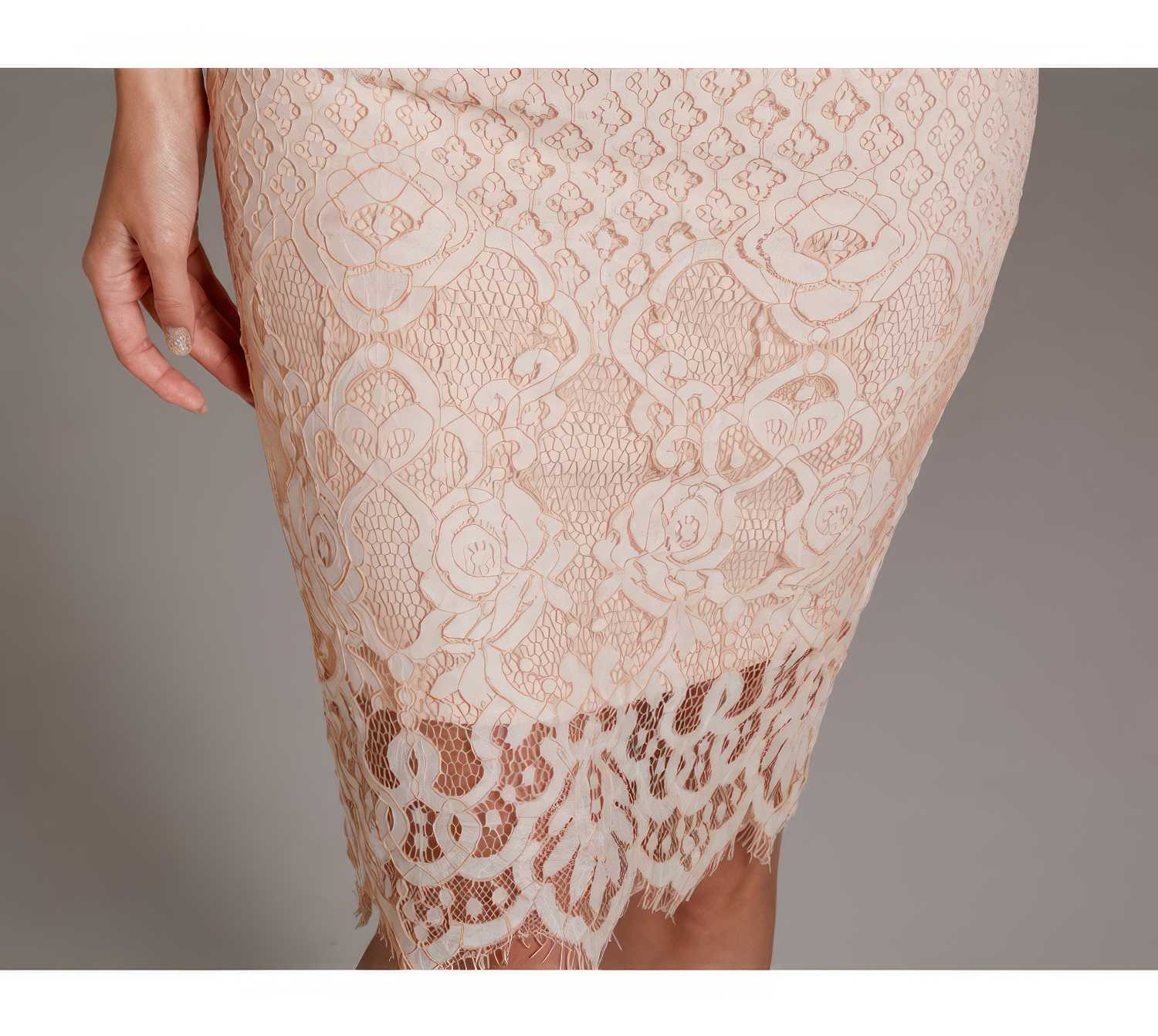 Bell Sleeves Lace Trimmed Midi Dress