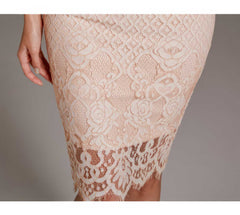Bell Sleeves Lace Trimmed Midi Dress