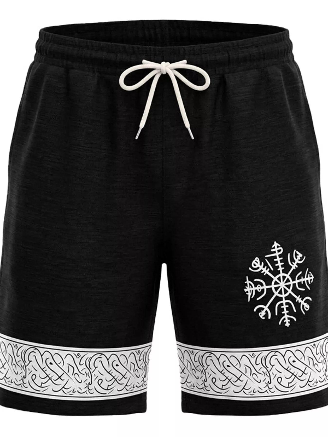 Men's black shorts with an adjustable drawstring waist and pockets.