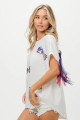 BiBi American Flag Sequin Ribbon T-Shirt