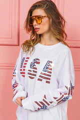 BiBi American Flag USA and Star Sequin Sweatshirt