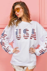 BiBi American Flag USA and Star Sequin Sweatshirt